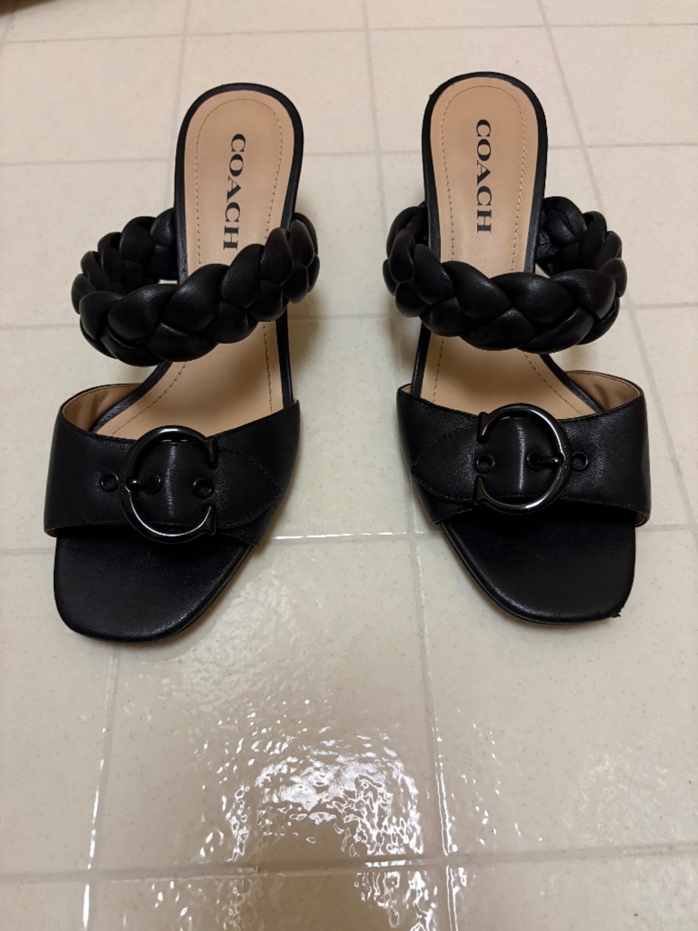 Black Coach Mollie sandals / heels. Size 8 - Like new - Picture 2 of 7